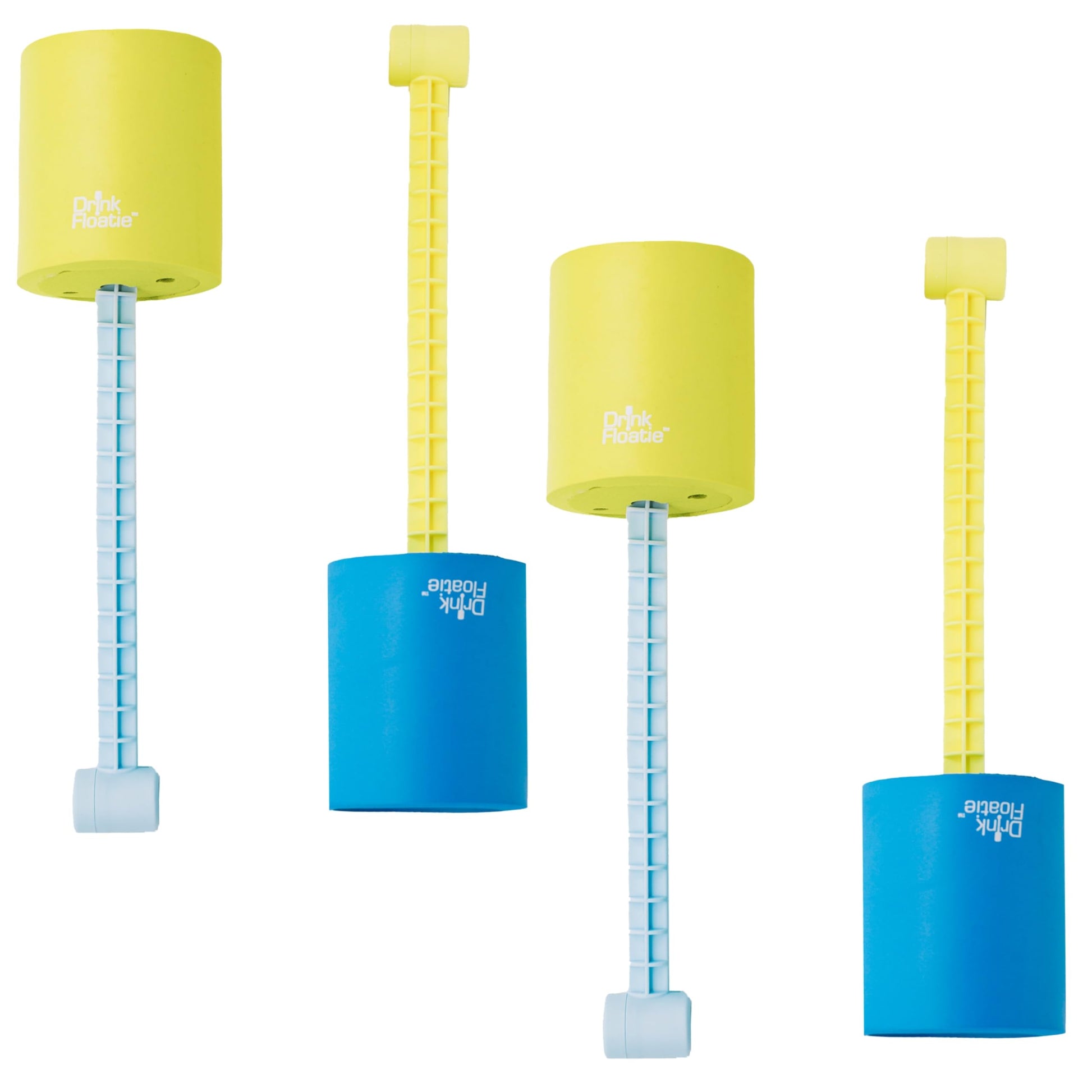 Comfy Floats 4 Pack of Drink Floaties for Pool, Lake, River and Beach - Blue and Yellow
