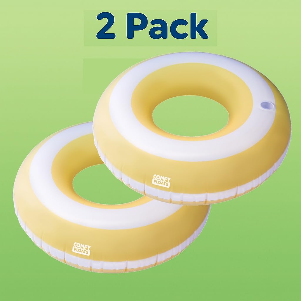 2 Pack of Giant Inflatable Yellow Stripe Tube Floats